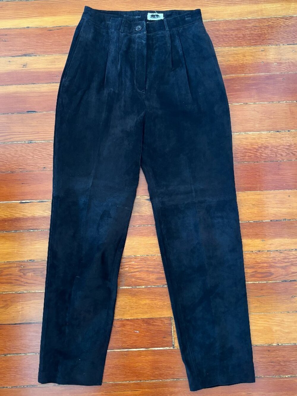 Suede 90s Vintage High Rise Pleated Tapered Black Pants Ann Taylor SIZE 26
